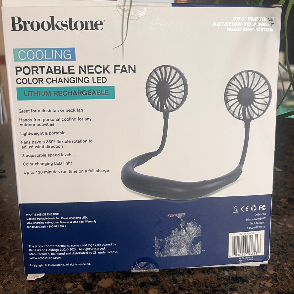 Brookstone Dual Neck/Table Fan with Color-Changing LED - Picture 3 of 8